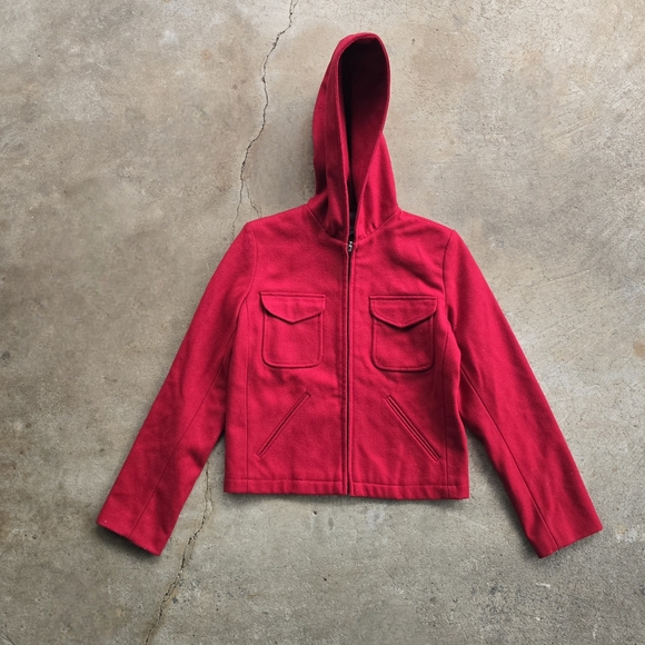 lei Jackets & Blazers - Vintage Y2K L.E.I. Wool Womens Hooded Chore Crop Jacket Clueless Indie Xs